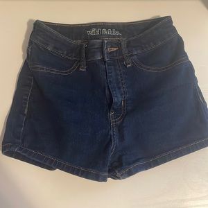 high rise denim shorts
